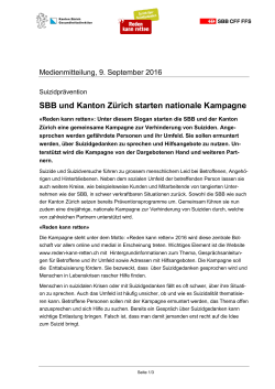 SBB und Kanton Zürich starten nationale