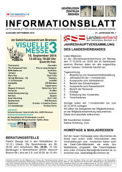 INFO September 2016 - Landesverband der Gehörlosen Bremen eV