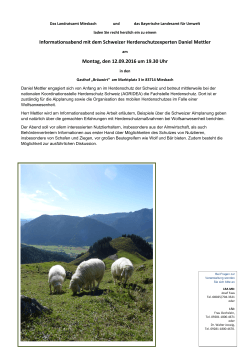 Informationsabend mit dem Schweizer Herdenschutzexperten