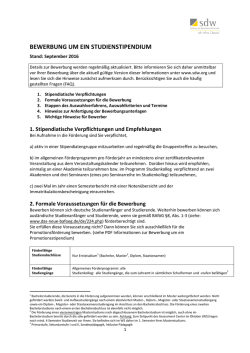 Informationen Bewerbung Studienstipendium