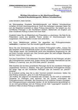 Informationen zu den Pr&uuml;fungen