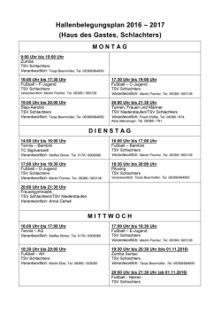 Hallenbelegungsplan 2016 &ndash; 2017 (Haus des Gastes