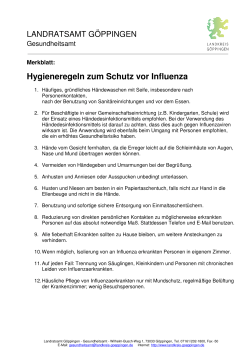 Hygieneregeln zum Schutz vor Influenza