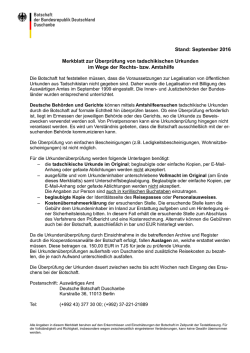 Tadschikistan, Merkblatt der Botschaft Duschanbe