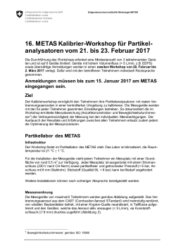 Anmeldung Kalibrier-Workshop für Partikelanalysatoren