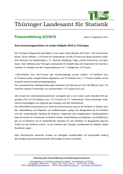 Pressemitteilung 223/2016 - Thüringer Landesamt für Statistik