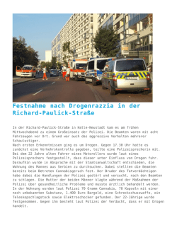 Festnahme nach Drogenrazzia in der Richard