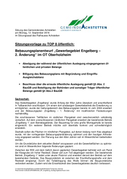 „Gewerbegebiet Engelberg – 2. Änderung“ im OT