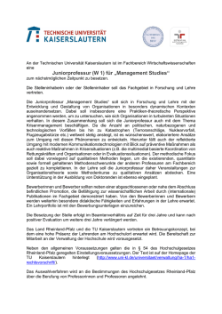 Juniorprofessur (W 1) für „Management Studies“