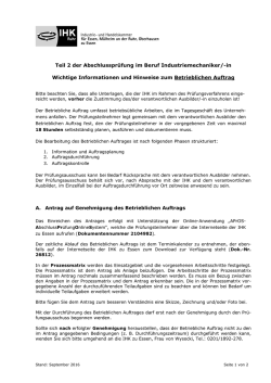 Hinweise zum Betrieblichen Auftrag