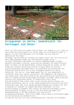 Kriegsende in Halle: Gedenktafel für Hartnagel und