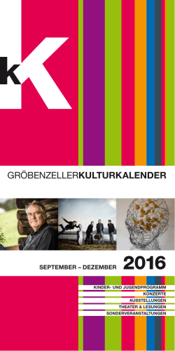 Kulturkalender 2016 September bis Dezember