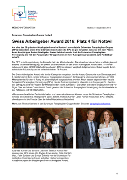 Swiss Arbeitgeber Award 2016: Platz 4 für Nottwil