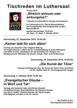 Donnerstag, 6. Oktober 2016, 19.00 Uhr