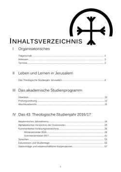 INHALTSVERZEICHNIS - Theologisches Studienjahr Jerusalem