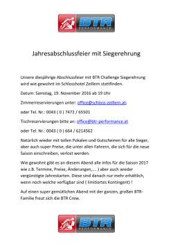 Jahresabschlussfeier mit Siegerehrung - BTR