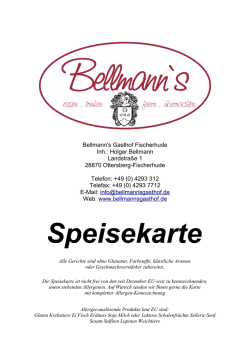 Speisekarte - Bellmann`s Gasthof in Fischerhude