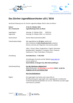 Ausschreibung JBO 2016 - Zürcher Blasmusikverband