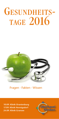 Gesundheits- taGe 2016 - Oberhavel Kliniken GmbH