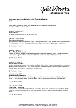 Jahresprogramm kulinarische Sonderabende 2017