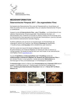 Filmliste Österreichischer Filmpreis 2017