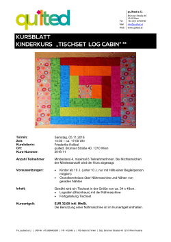 kursblatt kinderkurs „tischset log cabin“