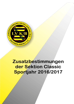 Zusatzbestimmungen der Sektion Classic Sportjahr 2016/2017