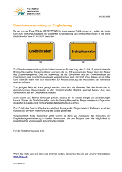 Einwohnerversammlung zur Eingliederung