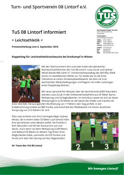 TuS 08 Lintorf informiert