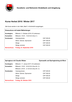 Kurse Herbst 2016 / Winter 2017 - Kavallerie Reitverein Hindelbank