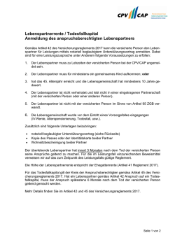 Unterst&uuml;tzungsvertrag - CPV/CAP Pensionskasse Coop