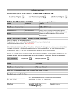 Hiermit beantrage ich die Aufnahme in Perspektiven f&uuml;r Nigeria e.V.