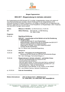 EEG G 2017 - B Biogasnu utzung im m n&auml;chs ten Jahr rzehnt