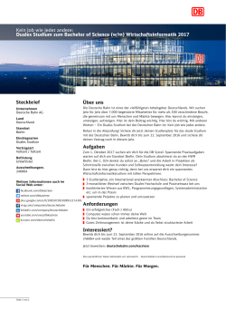 Duales Studium zum Bachelor of Science (w/m)
