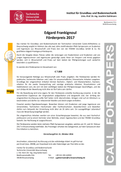 Frankignoul-Förderpreis - Call For Papers 2017 - Pfahl