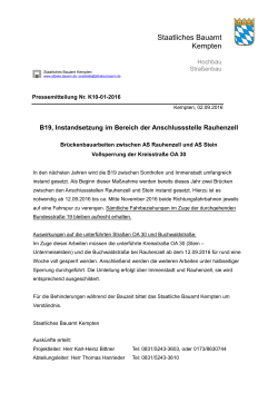 02.09.2016 - B19-OA30, Brückeninstandsetzung Bereich Rauhenzell