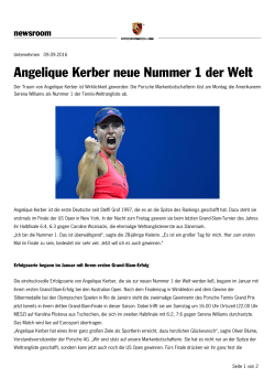 Angelique Kerber neue Nummer 1 der Welt
