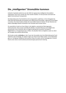 Die &bdquo;intelligenten&ldquo; Stromz&auml;hler kommen