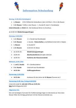 Information Schulanfang