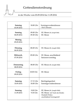 Gottesdienste und Gemeindeinformationen f&uuml;r - Herz-Jesu