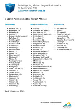 In &uuml;ber 70 Kommunen gibt es Mitmach