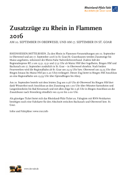 Zusatzzüge zu Rhein in Flammen 2016 - Rheinland-Pfalz-Takt