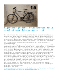 Eigent&uuml;mer gesucht: Polizeirevier Halle schaltet neue