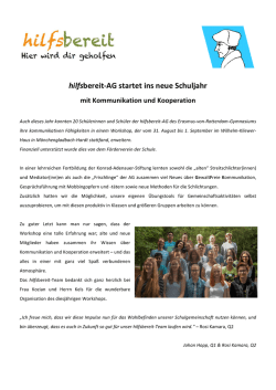 hilfsbereit-AG startet ins neue Schuljahr