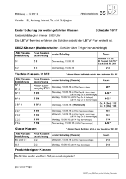 Terminplan - Gewerbliche Schule für Holztechnik Stuttgart