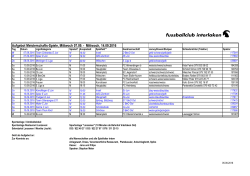 Aufgebot 7. - 14.9.2016