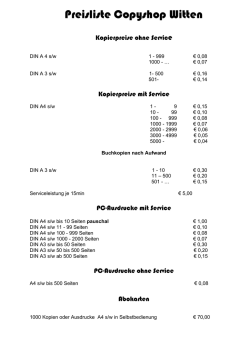 Preisliste Copyshop Witten