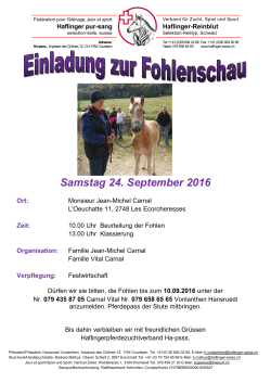 Einladung zur Fohlenschau 24. September 2016.....