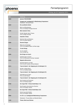 Tagesprogramm Montag, 05.09.2016