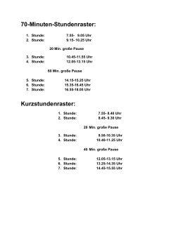 70-Minuten-Stundenraster: Kurzstundenraster: